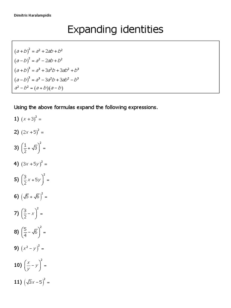 Expanding Identities | PDF