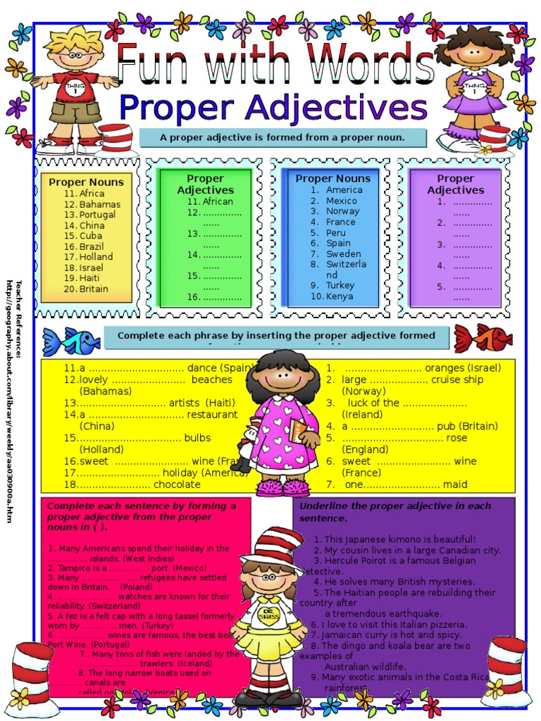Proper adjectives adjective syntax