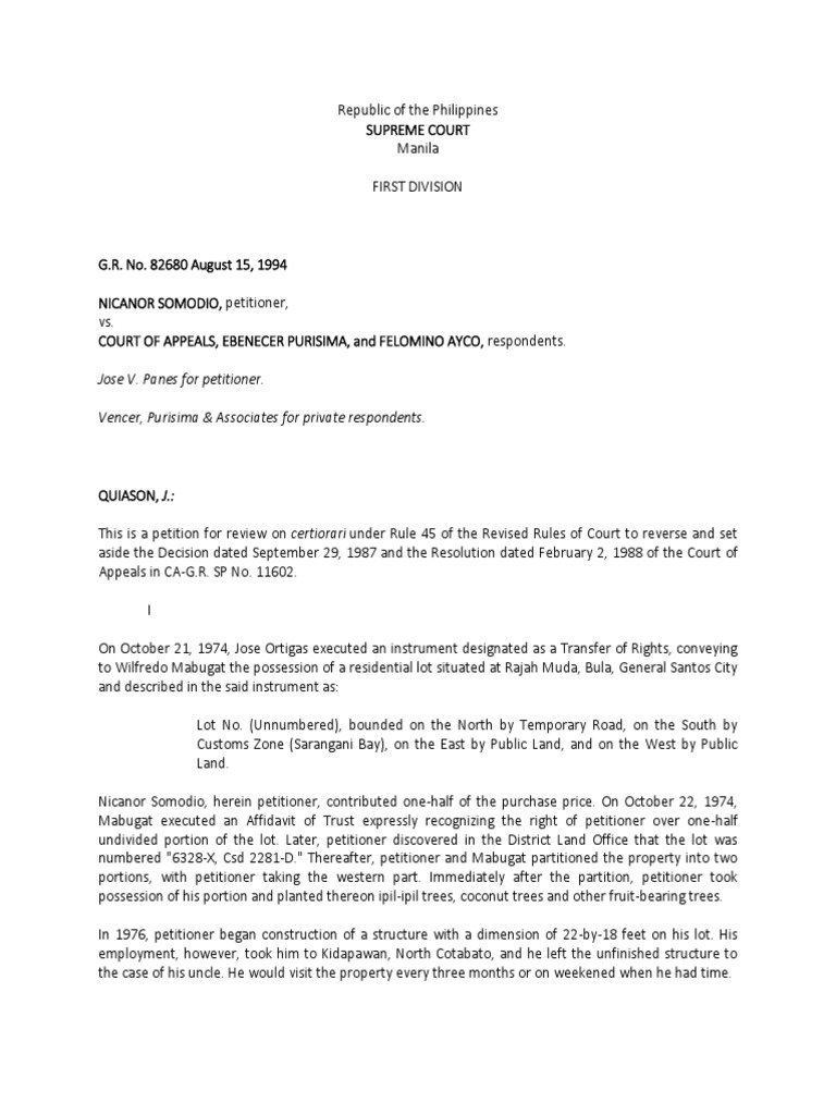 Supreme Court Ruling on Property Dispute | PDF | Appeal | United States ...