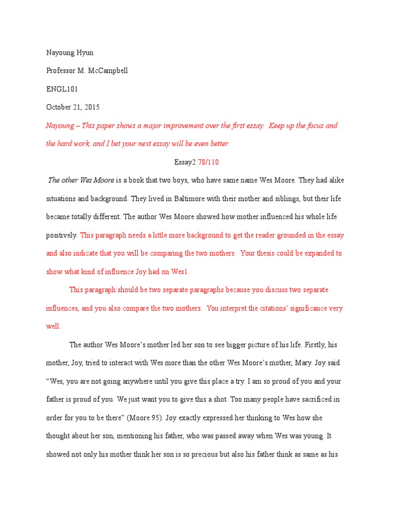 Sample essay on the other wes moore