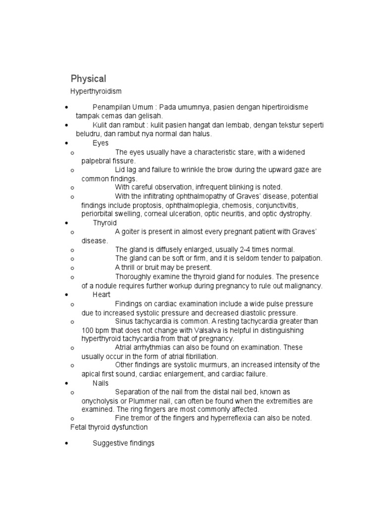 Physical Examination For Thyroid PDF Hypothyroidism Hyperthyroidism