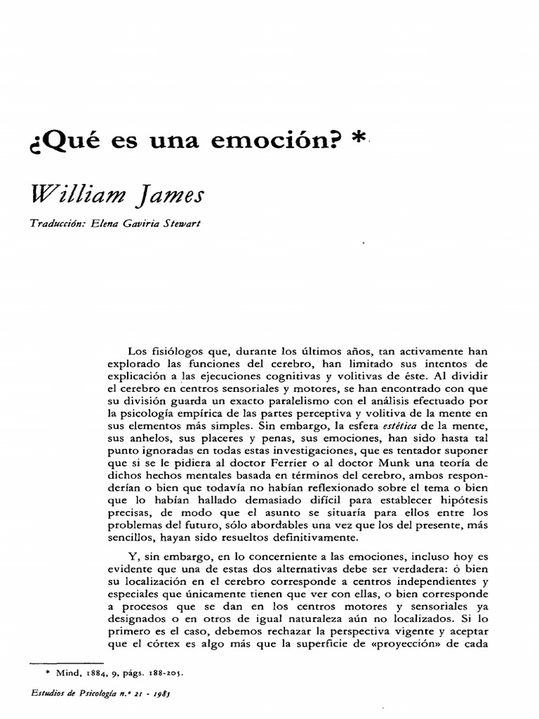 Emociones según William James | PDF