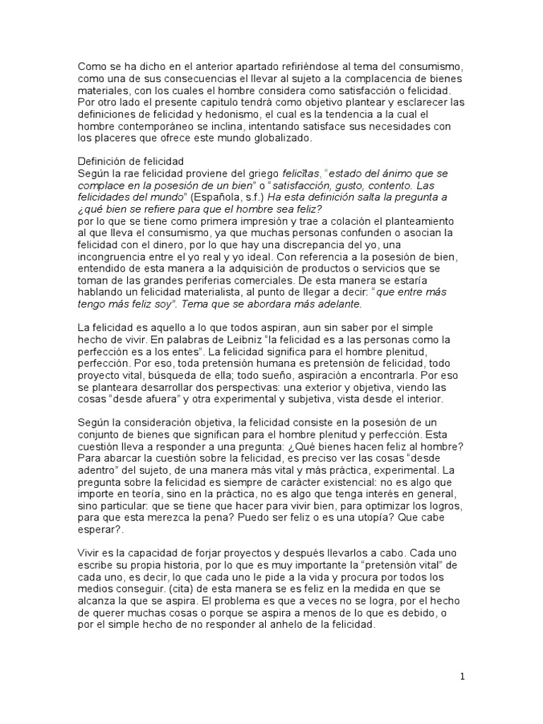 Felicidad y Hedonismo en el Consumismo | PDF | Felicidad | Nihilismo