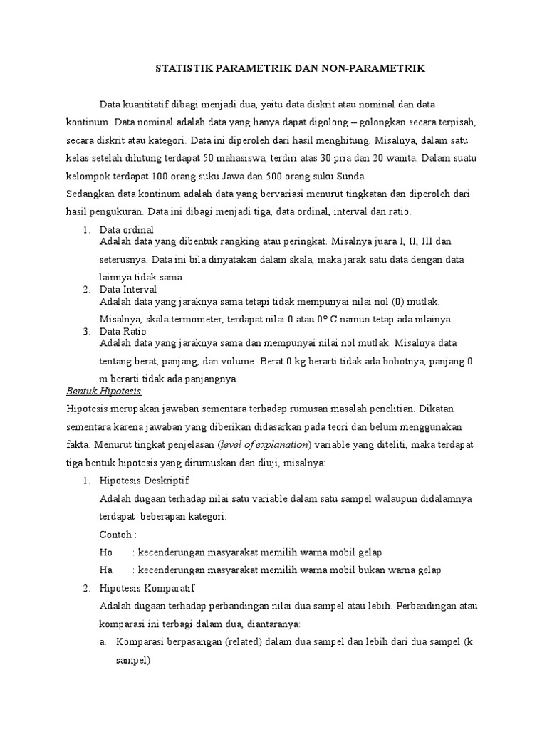 Makalah Parametrik Non Parametrik