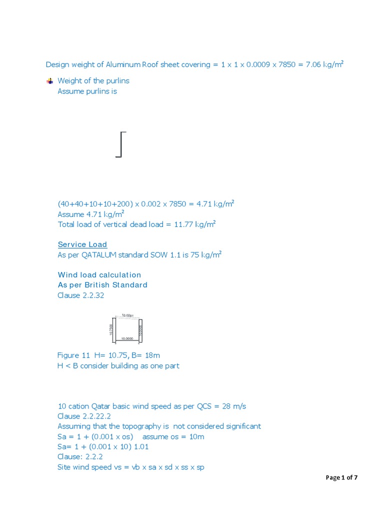 Wind Load Calculation for Roof Design | PDF | Building Technology ...