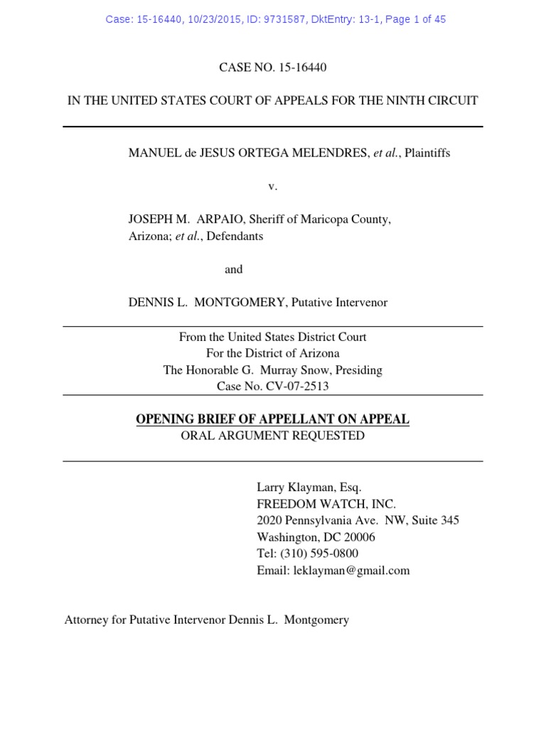 15-16440 # 13 Montgomery Opening Brief | PDF | Intervention (Law) | Joe ...