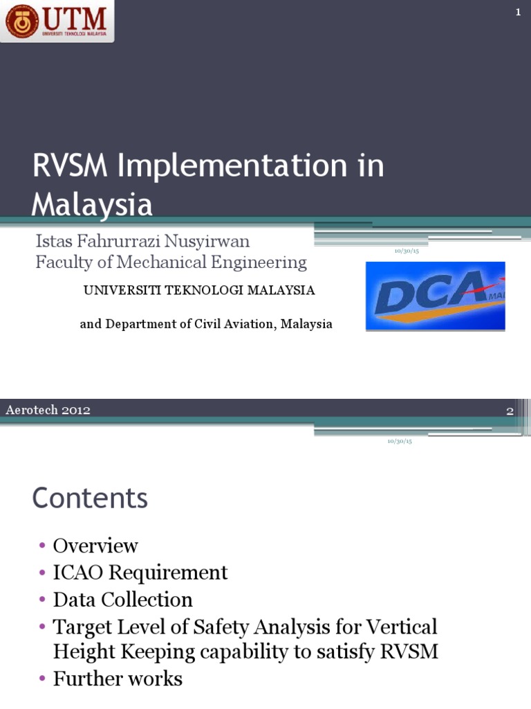 RVSM Implementation in Malaysian Airspace | PDF | Risk | Aviation