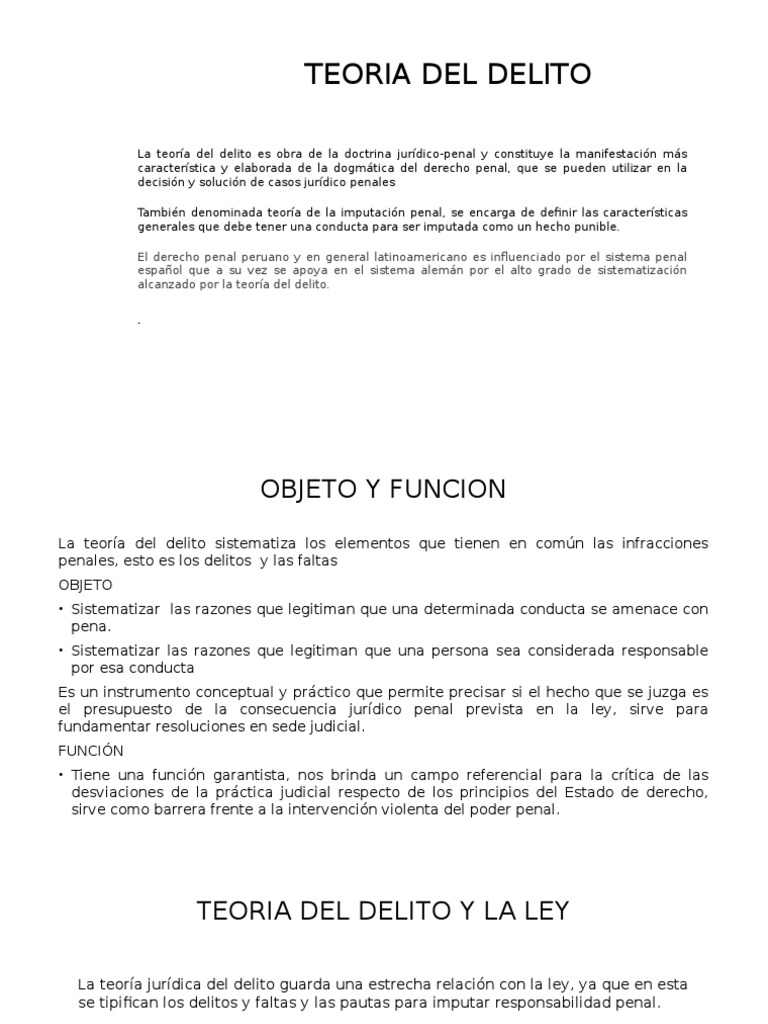 Teoría del Delito en Derecho Penal | PDF | Delito | Derecho penal