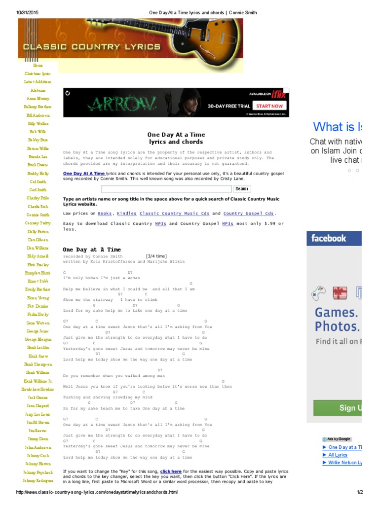 One Day at a Time Lyrics and Chords _ Connie Smith &hellip;