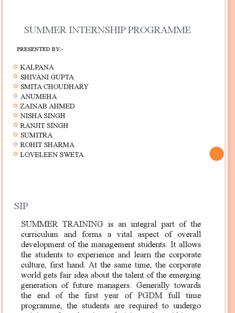 Summer Internship Program Overview | PDF | Human Resources | Marketing