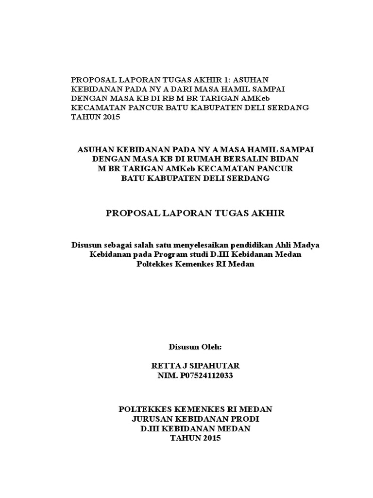 Proposal Laporan Tugas Akhir 1