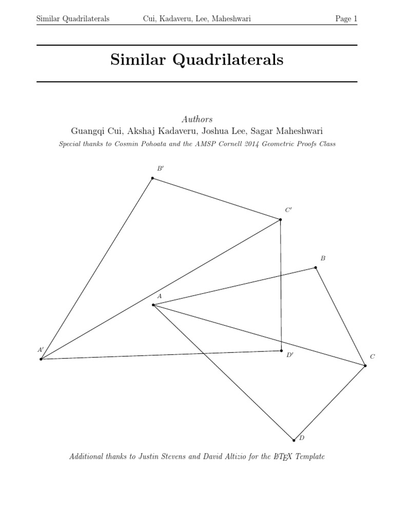Similar Quadrilaterals Triangle Elementary Geometry