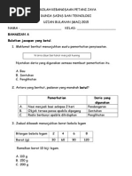Ujian Bulan Mac Sains Tahun 3