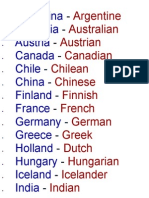 Countries and Nationalities