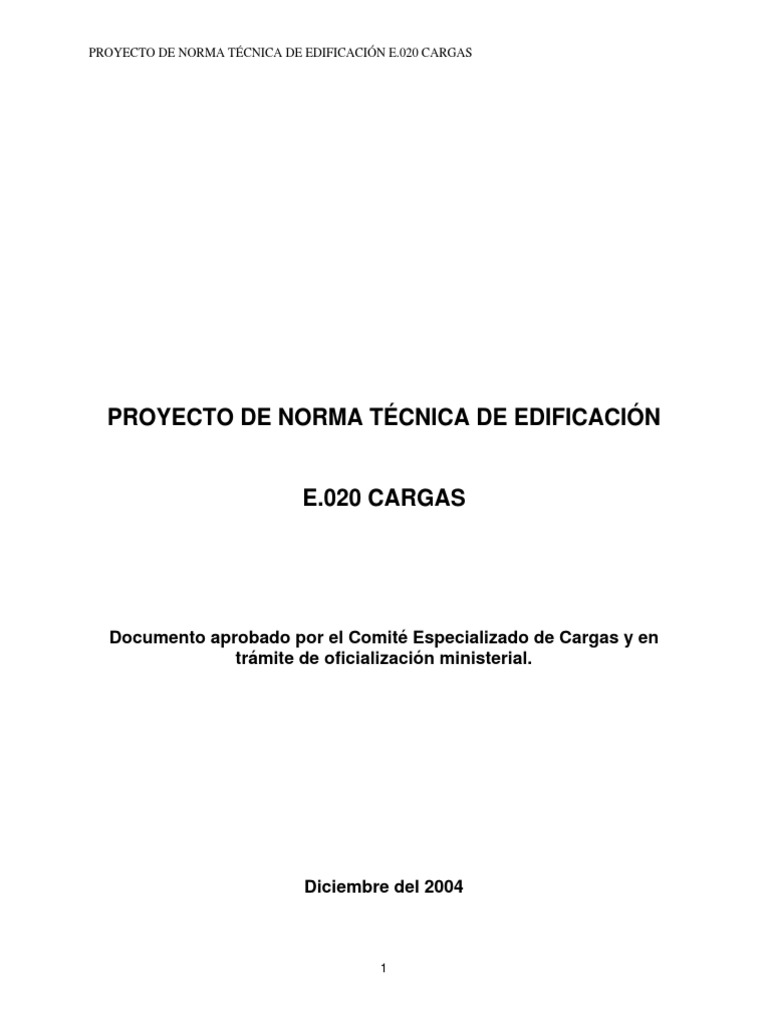 Norma Técnica E.020: Cargas en Edificación | PDF