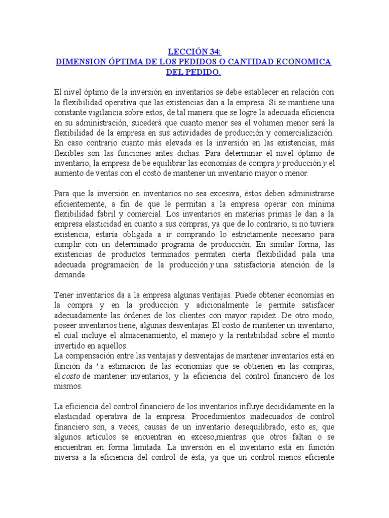 Cantidad Optima PDF Inventario Toma de decisiones