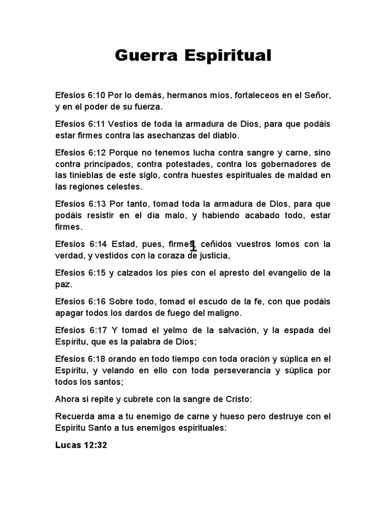 Armadura de Dios en la Guerra Espiritual | PDF | Creencia religiosa y ...