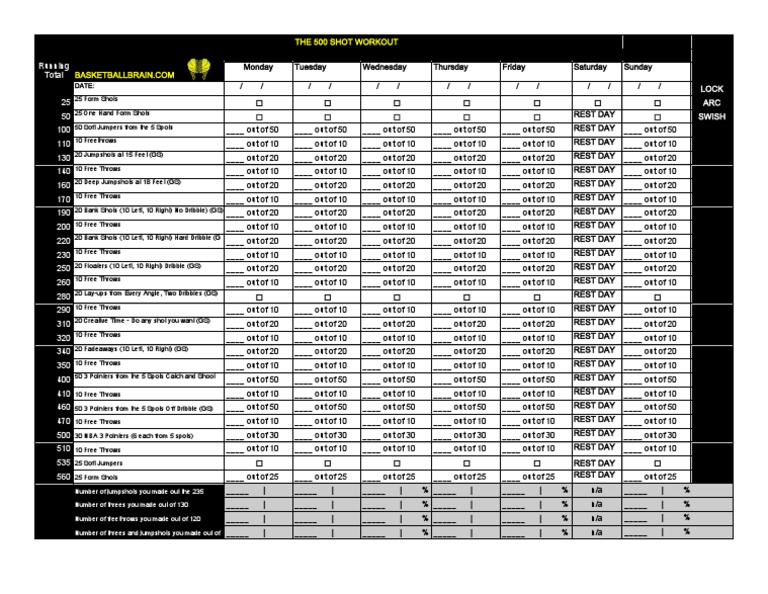 BasketballBrain The 500 Shot Workout PDF Athletic Sports Ball Games