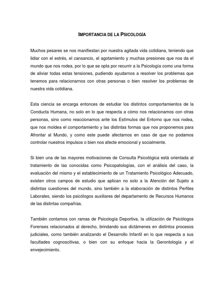 Importancia y Desarrollo de la Psicología en Venezuela | PDF ...