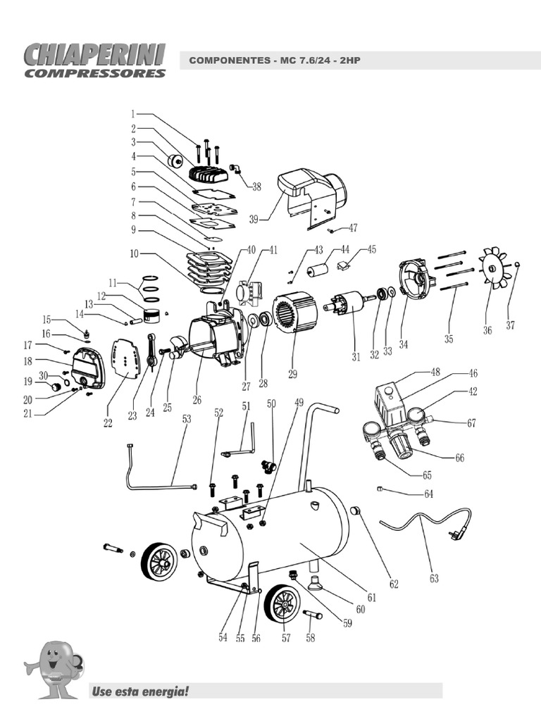 Vista Explodida Compressor Chiaperini MC 7.624 - 2HP | PDF