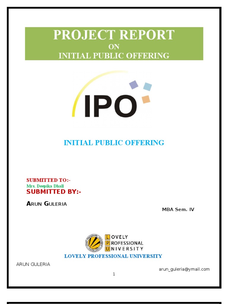 IPO Project Report Overview | PDF | Initial Public Offering | Stock Market