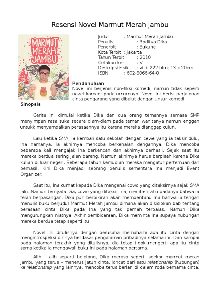 Sinopsis Novel Marmut Merah Jambu Beserta Unsur