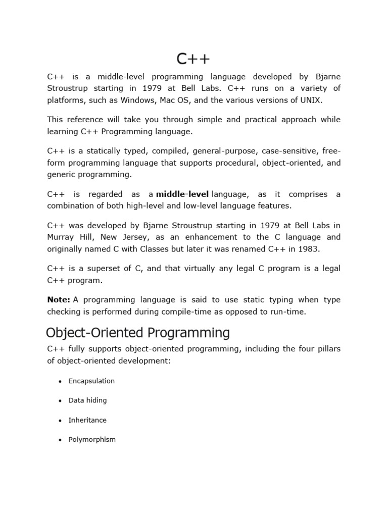 C++ Language | PDF | Data Type | C++