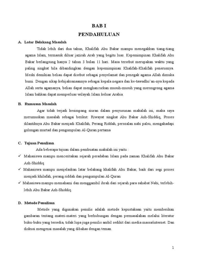 Sumbangan Khalifah Abu Bakar Al Siddiq