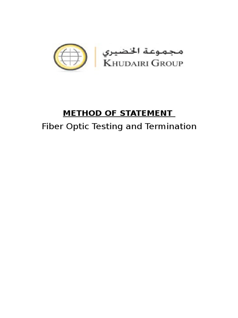 Method Statment For Fiber Optic Testing Termination Optical Fiber Electromagnetism