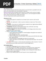 Legal Studies: Crime Summary Notes
