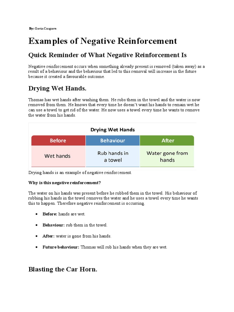 Negative Reinforcement Examples Explained | PDF | Reinforcement