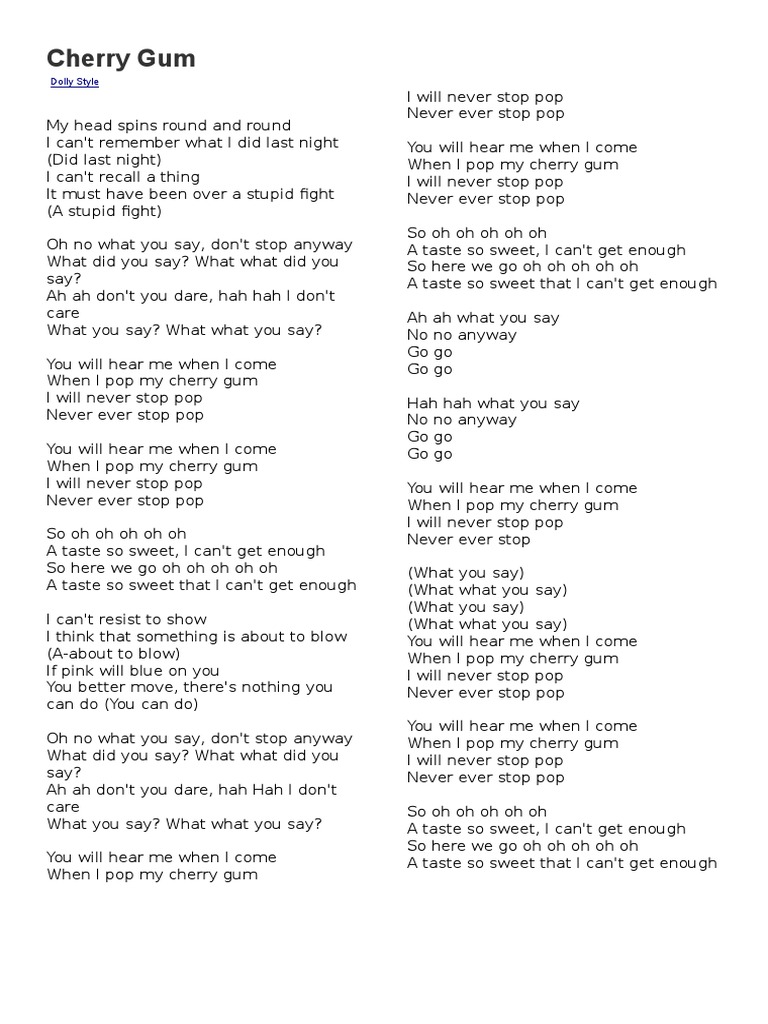 Cherry Gum: Lyrics and Meaning