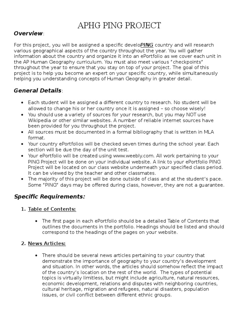 Ping Project Instructions Rubric 2015 PDF 1 | PDF | News | Map