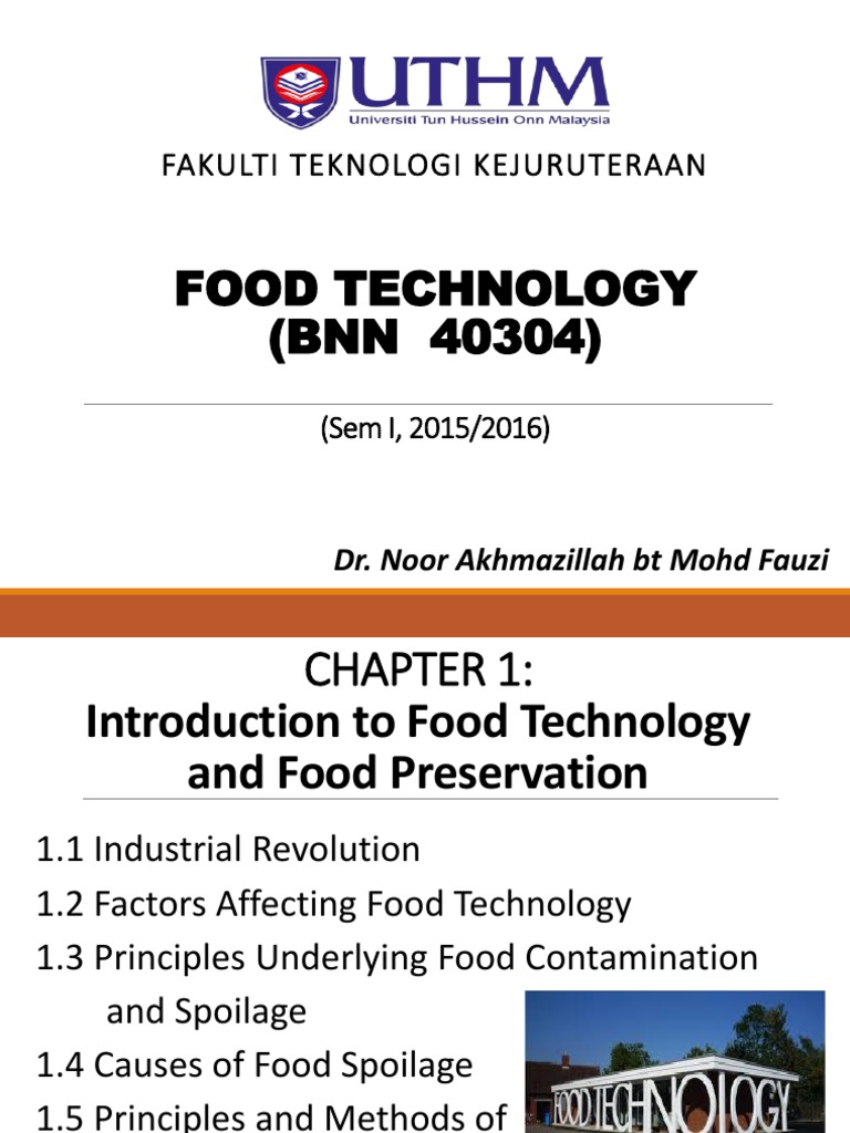 Introduction to Food Technology | PDF | Food Preservation | Foodborne ...