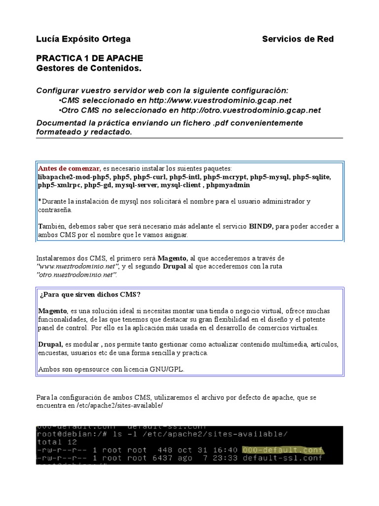 Lucía Expósito Ortega Servicios de Red Practica 1 de Apache Gestores de ...