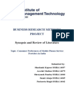 BRM Project Synopsis and Review of Literature - SMBA14- Group - Shashank, Arcchit, Sumit Shreyansh and Pari.