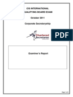 Corporate Secretaryship Examiners Report - Octoter 2011