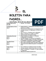 EL Boletin para Padres : Date/Fecha: 02/11/15 To/a 06/11/15