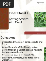 Excel Tutorial 1 Getting Started With Excel: First Course