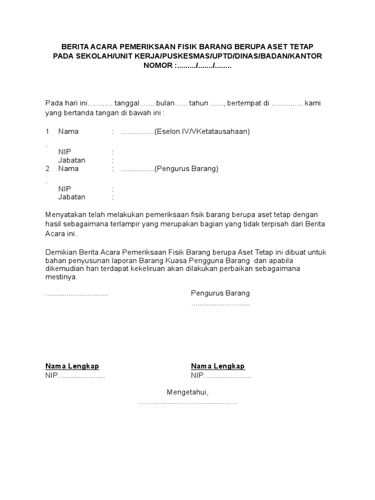 Contoh Surat Penghapusan Barang Inventaris Kantor Kumpulan Surat Penting