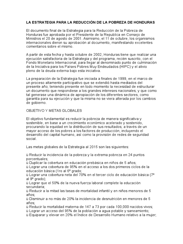 Estrategia de Reduccion de La Pobreza | PDF | Reducción de pobreza ...