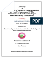 A Study On The Effects of Inventory Management On The Performance of The Procurement Function of Sugar Manufacturing Companies