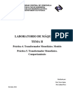 PRACTICA Tema II. Laboratorio de Maquinas I. Transformador Monofásico