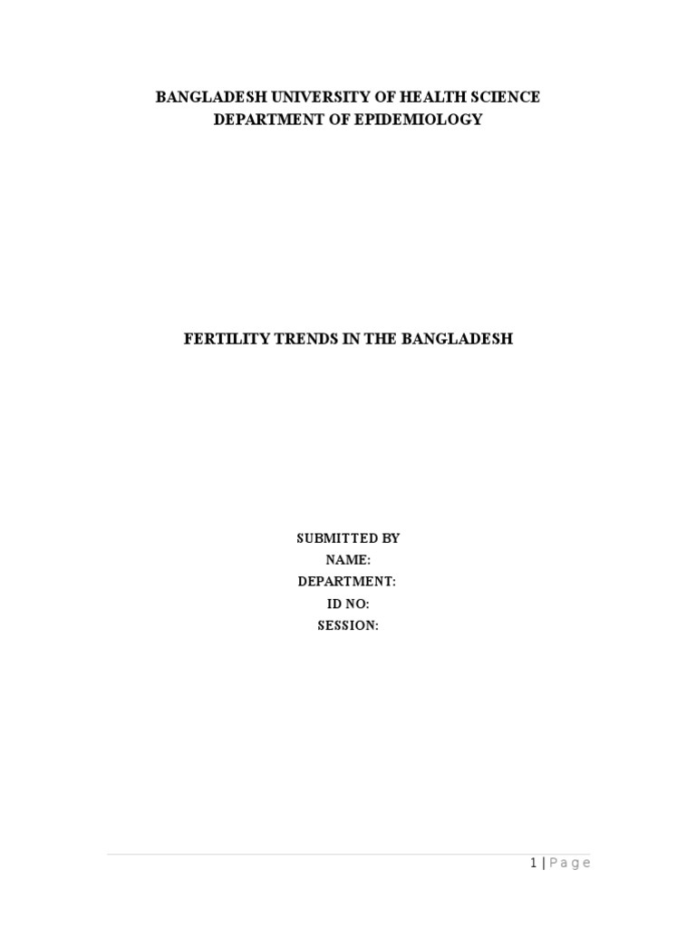 Fertility Trends in Bangladesh 2014 PDF Total Fertility Rate