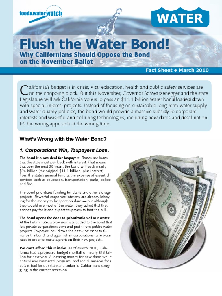 Flush The Water Bond! Why Californians Should Oppose The Bond On The