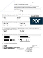 Prueba de Matematicas Fracciones 4 B 2015