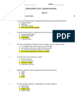 Name: - Roll No.: - PROJECT MANAGEMENT TEST - Fall 2012 (24-09-2012) Part "A"