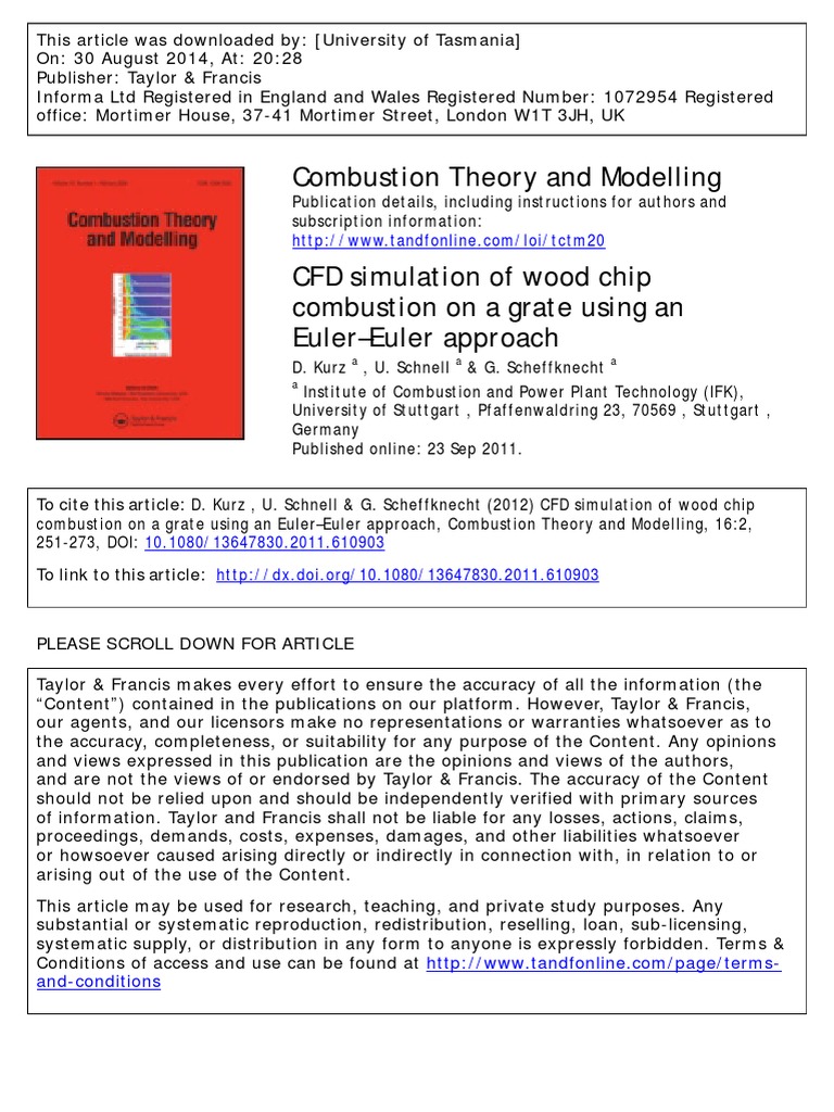 Combustion Theory and Modelling Volume 16 Issue 2 2012 [Doi 10.1080
