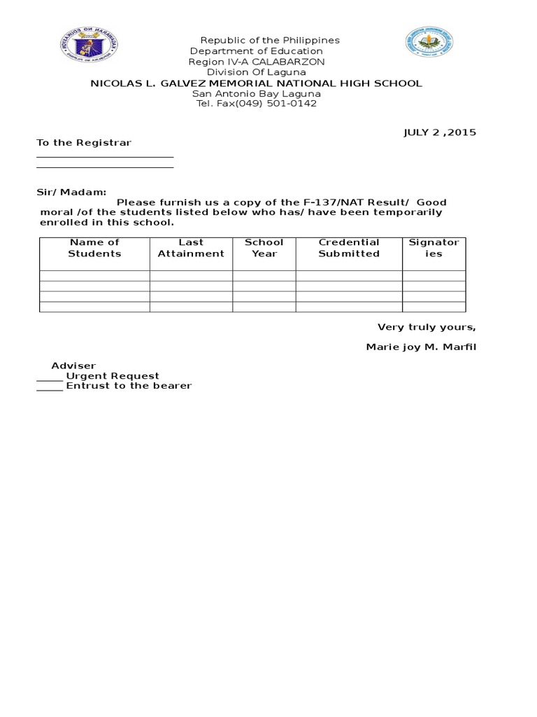 Request for Student Records from School | PDF | Technology & Engineering