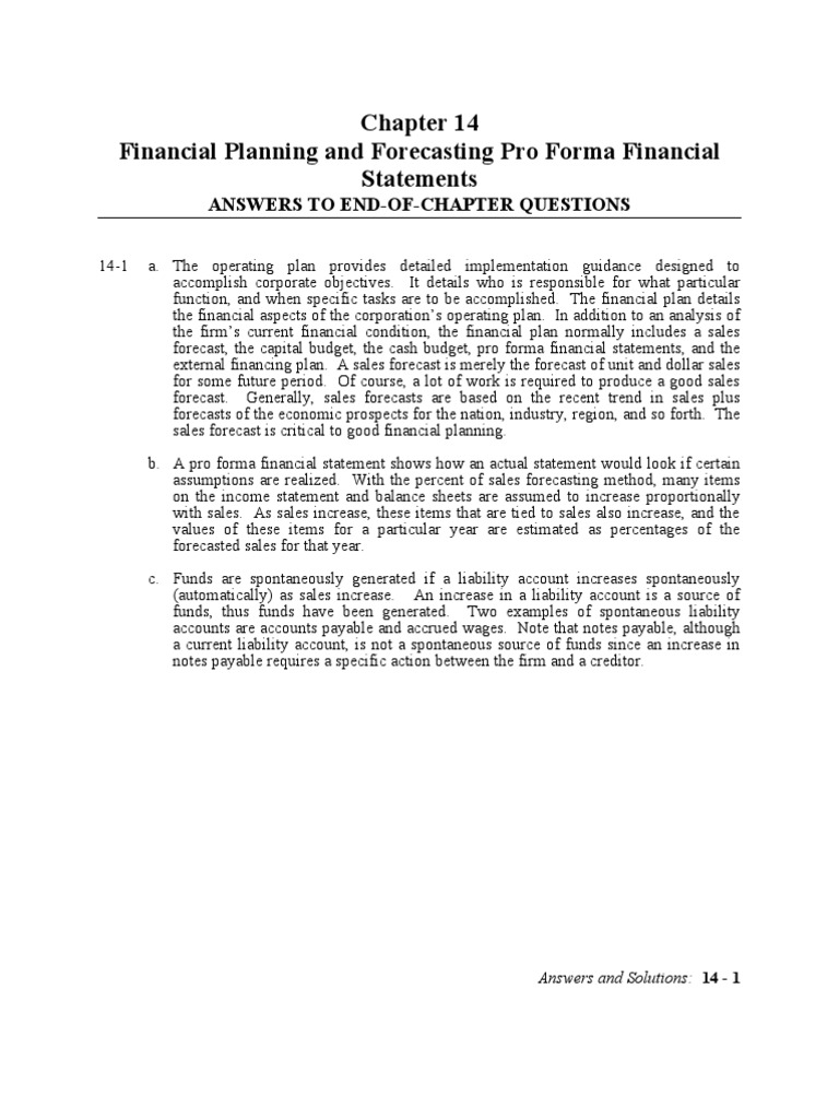 Financial Planning and Forecasting Pro Forma Financial Statements | PDF ...